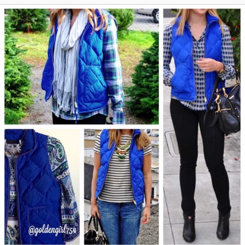 J. Crew Vest Excursion Quilted Puffer Vest Blue